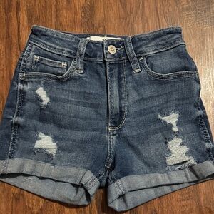 Hollister Dark Blue Distressed Jean Shorts